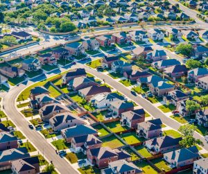 Aerial view of a master planned community