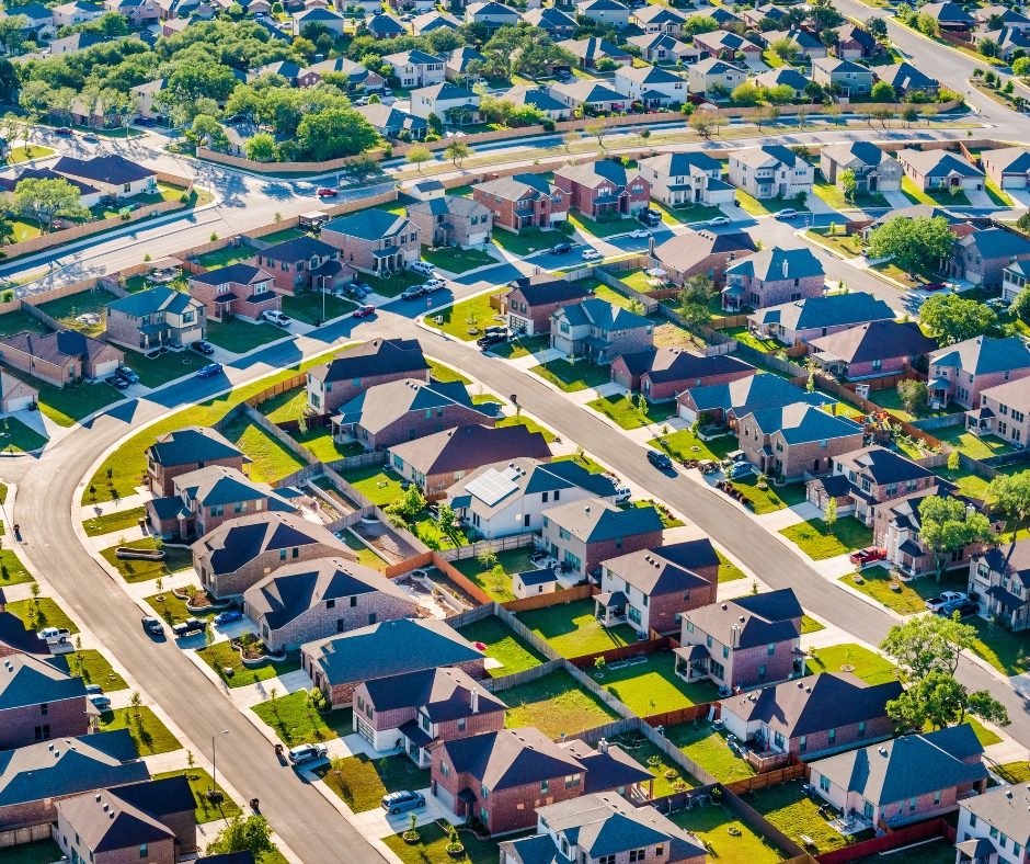 Aerial view of a master planned community